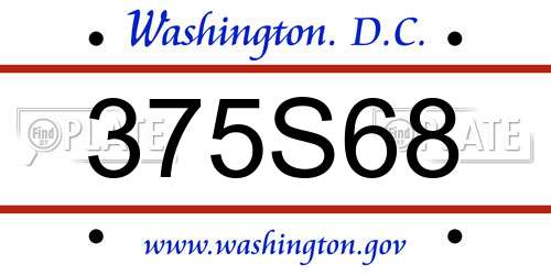 375S68 District Of Columbia License Plate