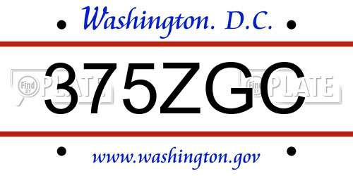 375ZGC District Of Columbia License Plate
