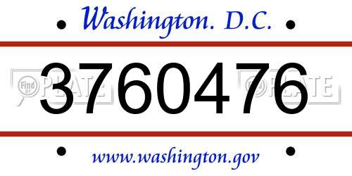 3760476 District Of Columbia License Plate