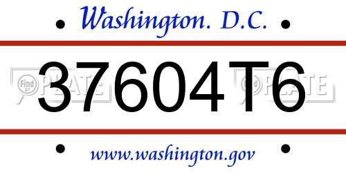 37604T6 District Of Columbia License Plate