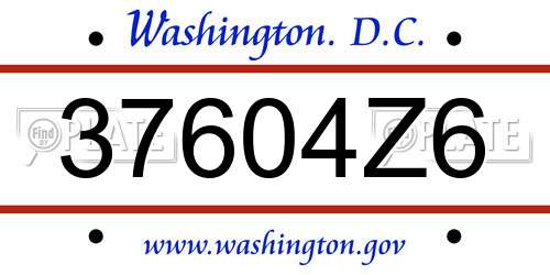 37604Z6 District Of Columbia License Plate