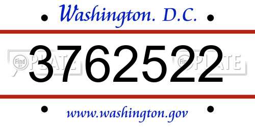 3762522 District Of Columbia License Plate