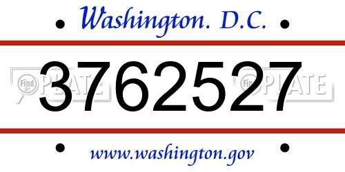 3762527 District Of Columbia License Plate