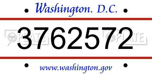 3762572 District Of Columbia License Plate