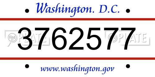 3762577 District Of Columbia License Plate
