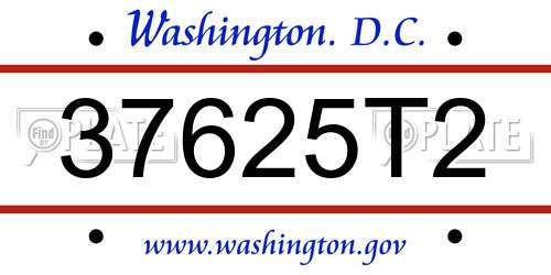 37625T2 District Of Columbia License Plate