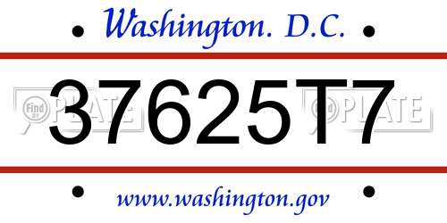 37625T7 District Of Columbia License Plate