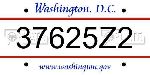 37625Z2 District Of Columbia License Plate