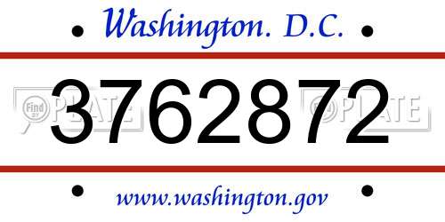 3762872 District Of Columbia License Plate