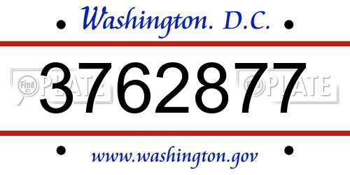 3762877 District Of Columbia License Plate