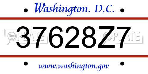 37628Z7 District Of Columbia License Plate