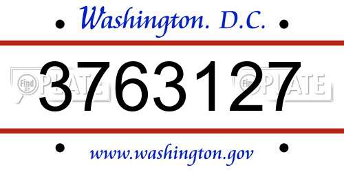 3763127 District Of Columbia License Plate