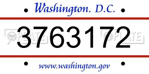 3763172 District Of Columbia License Plate