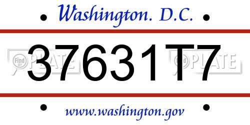 37631T7 District Of Columbia License Plate