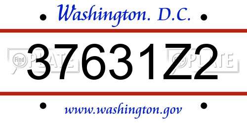 37631Z2 District Of Columbia License Plate