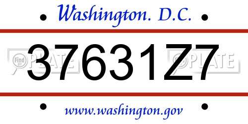 37631Z7 District Of Columbia License Plate