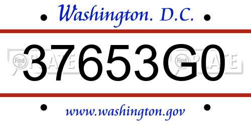 37653G0 District Of Columbia License Plate