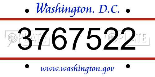 3767522 District Of Columbia License Plate