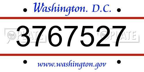 3767527 District Of Columbia License Plate