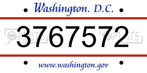 3767572 District Of Columbia License Plate