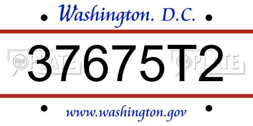 37675T2 District Of Columbia License Plate
