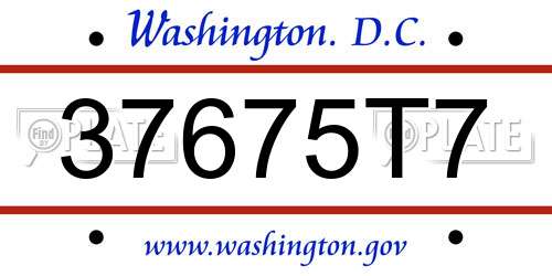 37675T7 District Of Columbia License Plate