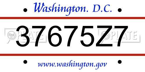 37675Z7 District Of Columbia License Plate