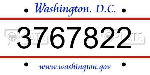 3767822 District Of Columbia License Plate