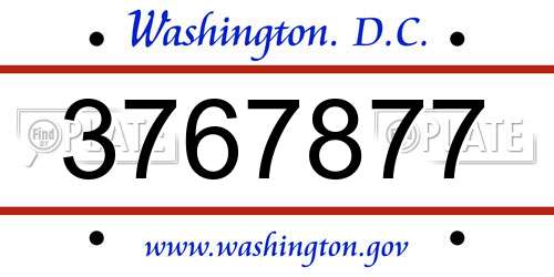 3767877 District Of Columbia License Plate