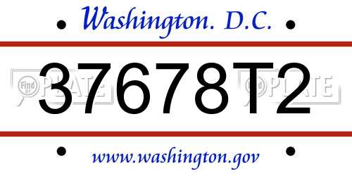 37678T2 District Of Columbia License Plate