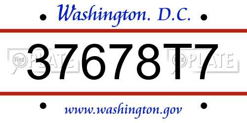 37678T7 District Of Columbia License Plate