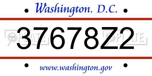 37678Z2 District Of Columbia License Plate