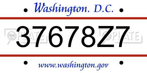 37678Z7 District Of Columbia License Plate