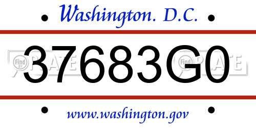 37683G0 District Of Columbia License Plate