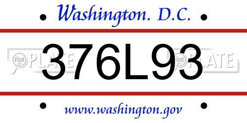 376L93 District Of Columbia License Plate