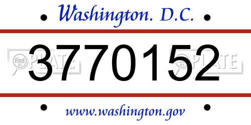 3770152 District Of Columbia License Plate