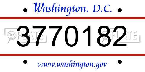 3770182 District Of Columbia License Plate