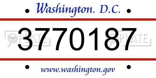 3770187 District Of Columbia License Plate