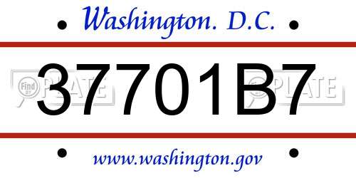 37701B7 District Of Columbia License Plate