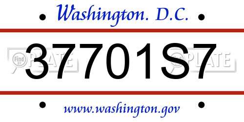 37701S7 District Of Columbia License Plate