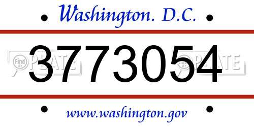 3773054 District Of Columbia License Plate