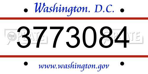 3773084 District Of Columbia License Plate