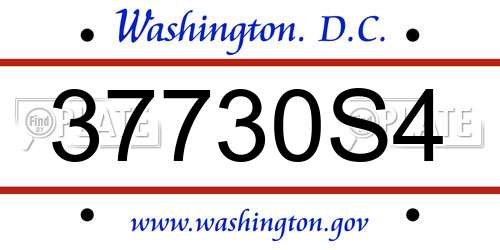 37730S4 District Of Columbia License Plate