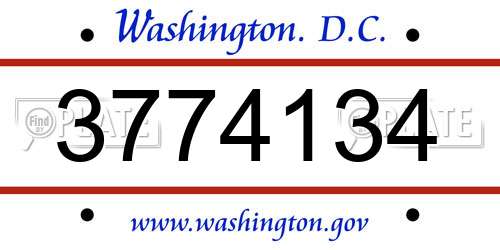 3774134 District Of Columbia License Plate