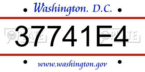 37741E4 District Of Columbia License Plate