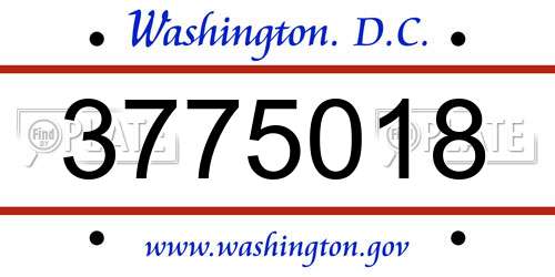 3775018 District Of Columbia License Plate