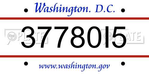 37780I5 District Of Columbia License Plate
