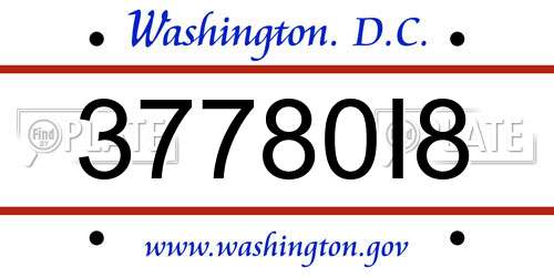 37780I8 District Of Columbia License Plate