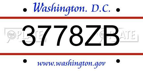 3778ZB District Of Columbia License Plate