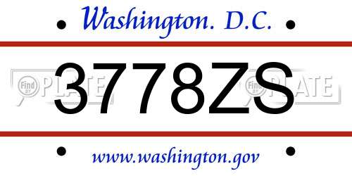 3778ZS District Of Columbia License Plate